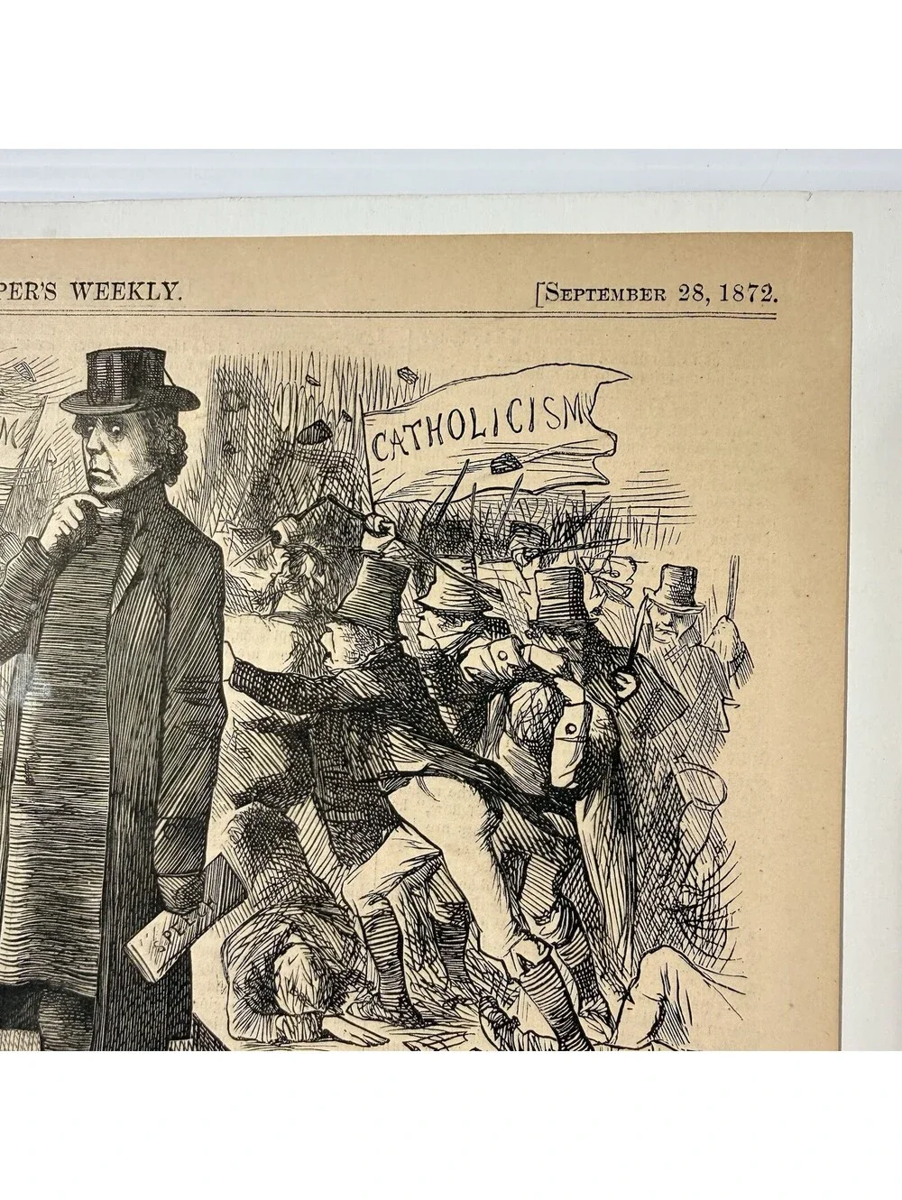1872 Harper’s Weekly Belfast Riots Orangemen Ireland Political Print
